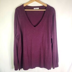 Reitmans Aubergine Purple V-Neck Sweater